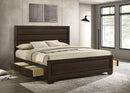 Kauffman California King, Eastren king, & Queen Storage Bed Dark Cocoa