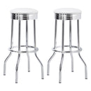 Theodore Upholstered Top Bar Stools White and Chrome (Set of 2)