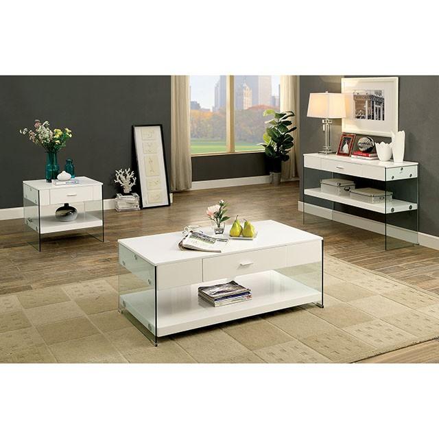 Raya White Sofa Table, White