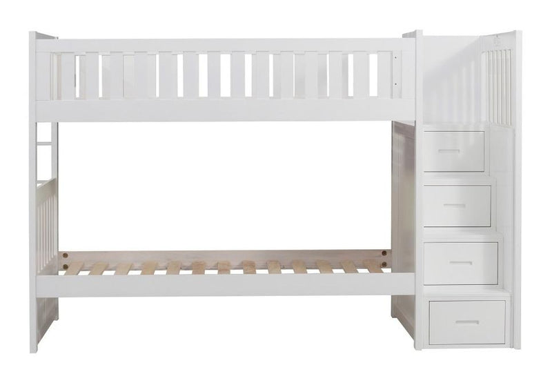 Galen Bunk Bed w/ Reversible Step Storage in White B2053SBW-1* image