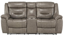 Danio Power Double Reclining Loveseat with Power Headrests in Brownish Gray 9528BRG-2PWH