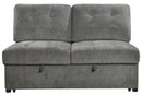 Logansport Armless 2-Seater with Pull-out Bed in Gray 9401GRY-2A