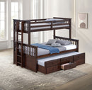 University Twin/Full Bunk Bed Grey, Walnut, & White